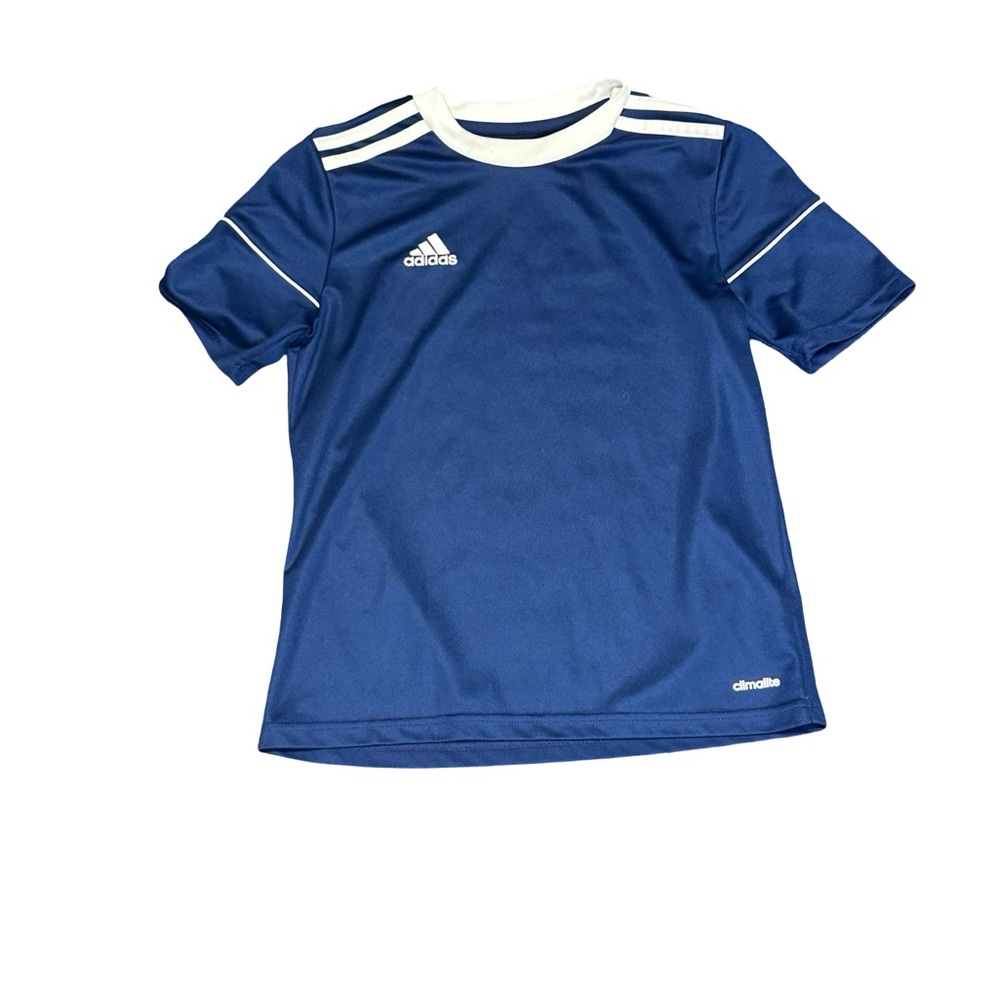 adidas Navy Blue and White Kids Soccer Tee